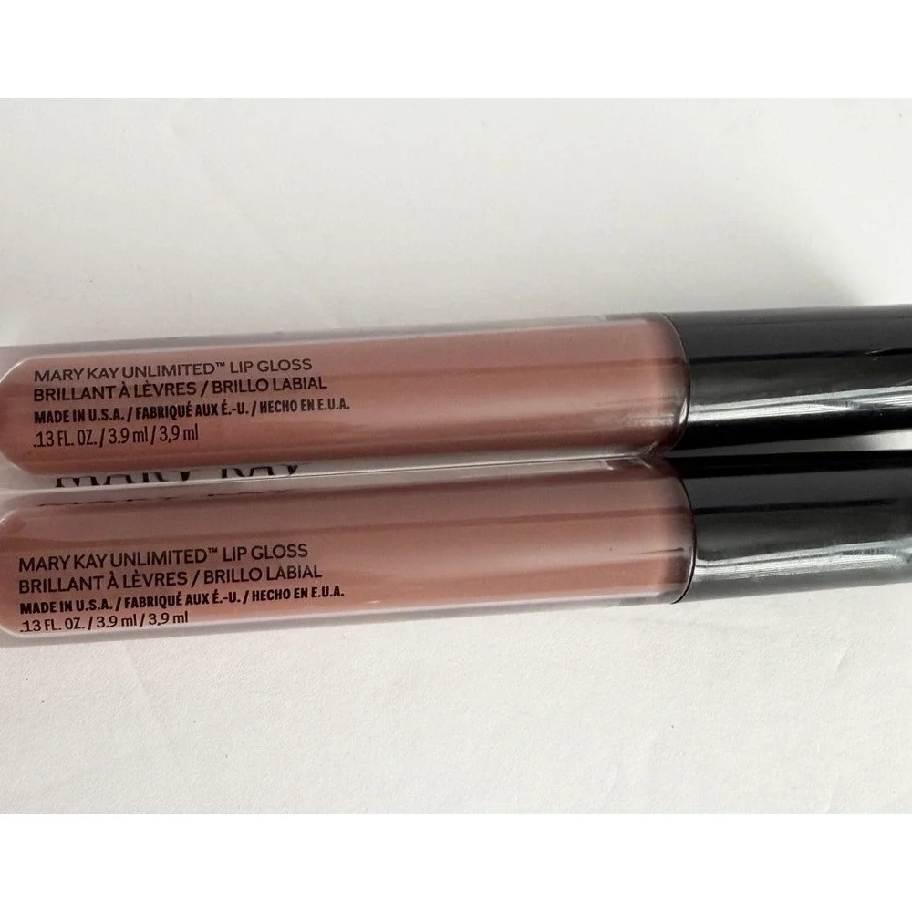 Lot Of 2 Mary Kay Unlimited Lip Gloss Tawny Nude #153490 .13 Oz Large Tube